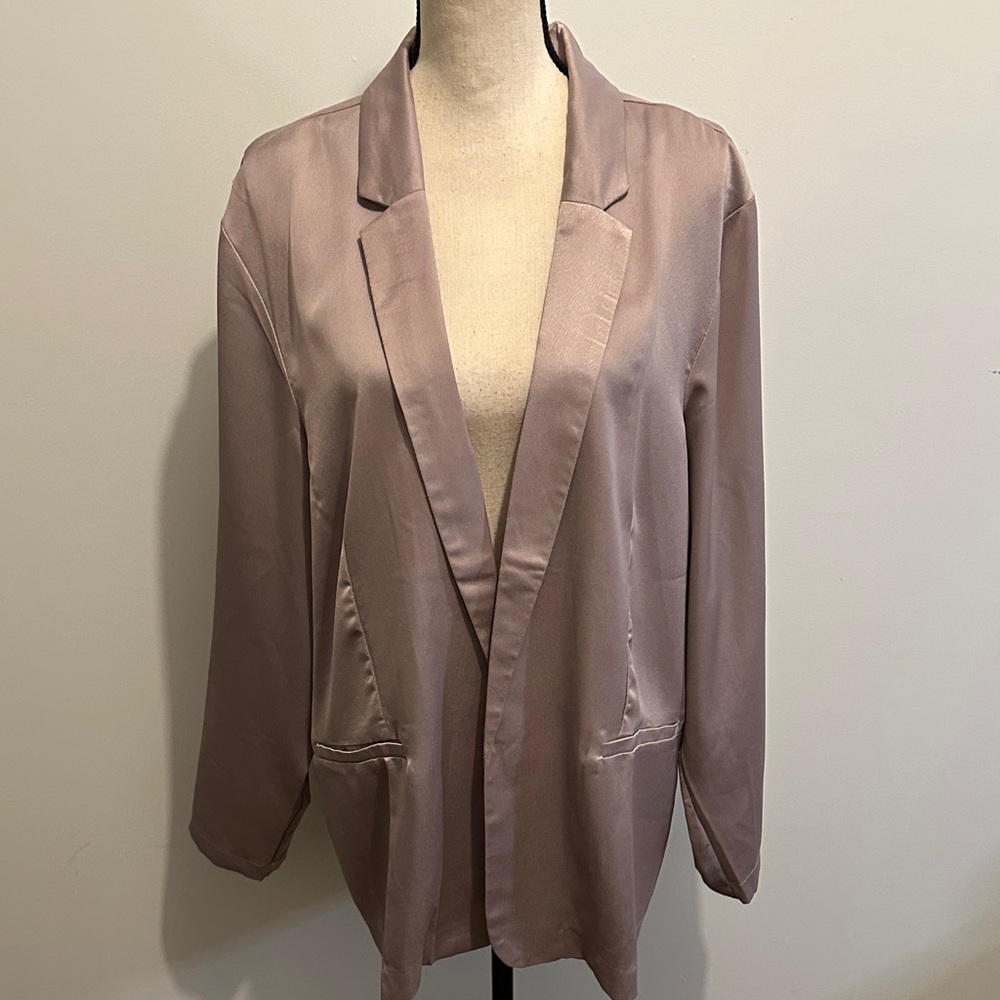 Maurices Elegant Women's Rose Gold Blazer Faux Satin